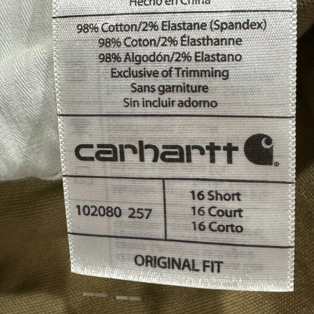 Carhartt Original Fit Straight Leg Crawford Pant 16 Short Tan High Rise Cargo‎
